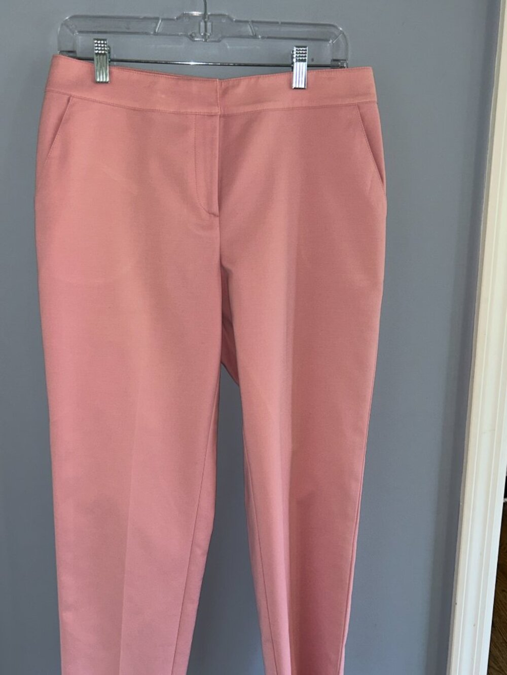 St. John Pink Pants, Cotton Straight Leg, Flat Front, Sz 6